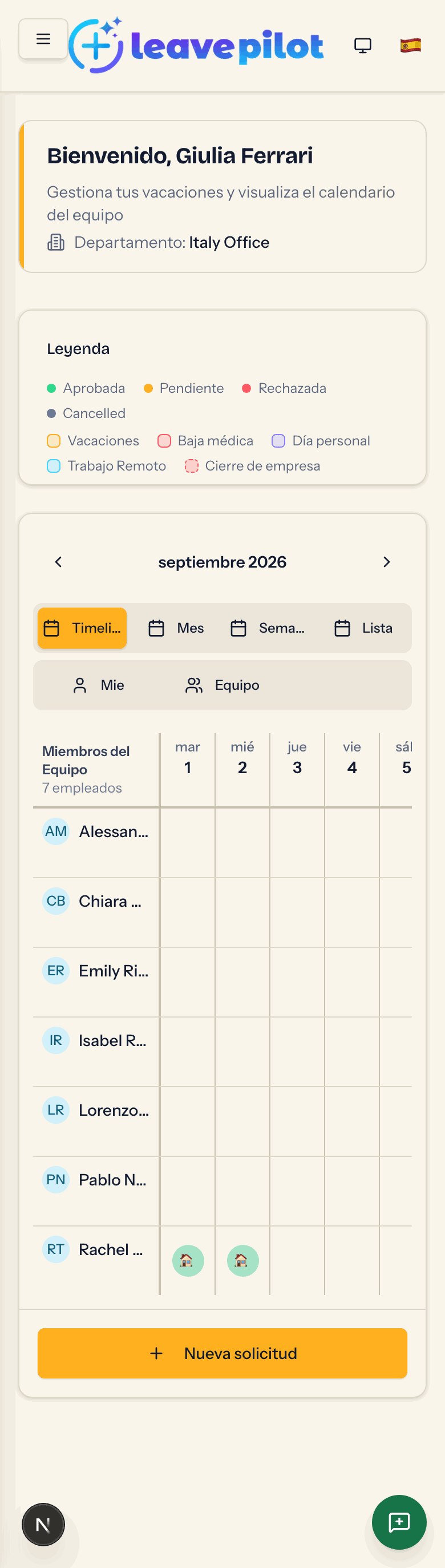 El calendario en el móvil