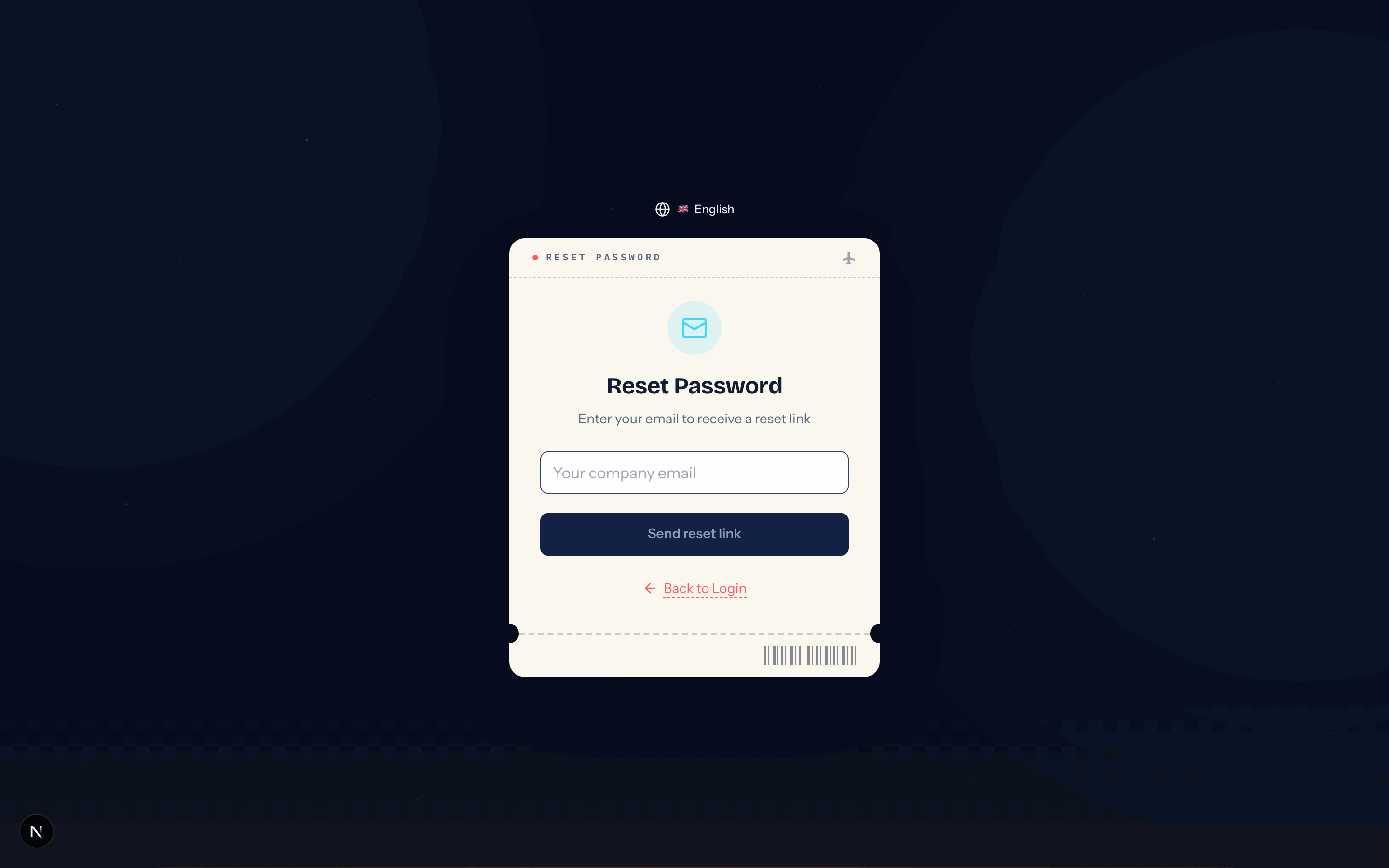 The Reset Password page