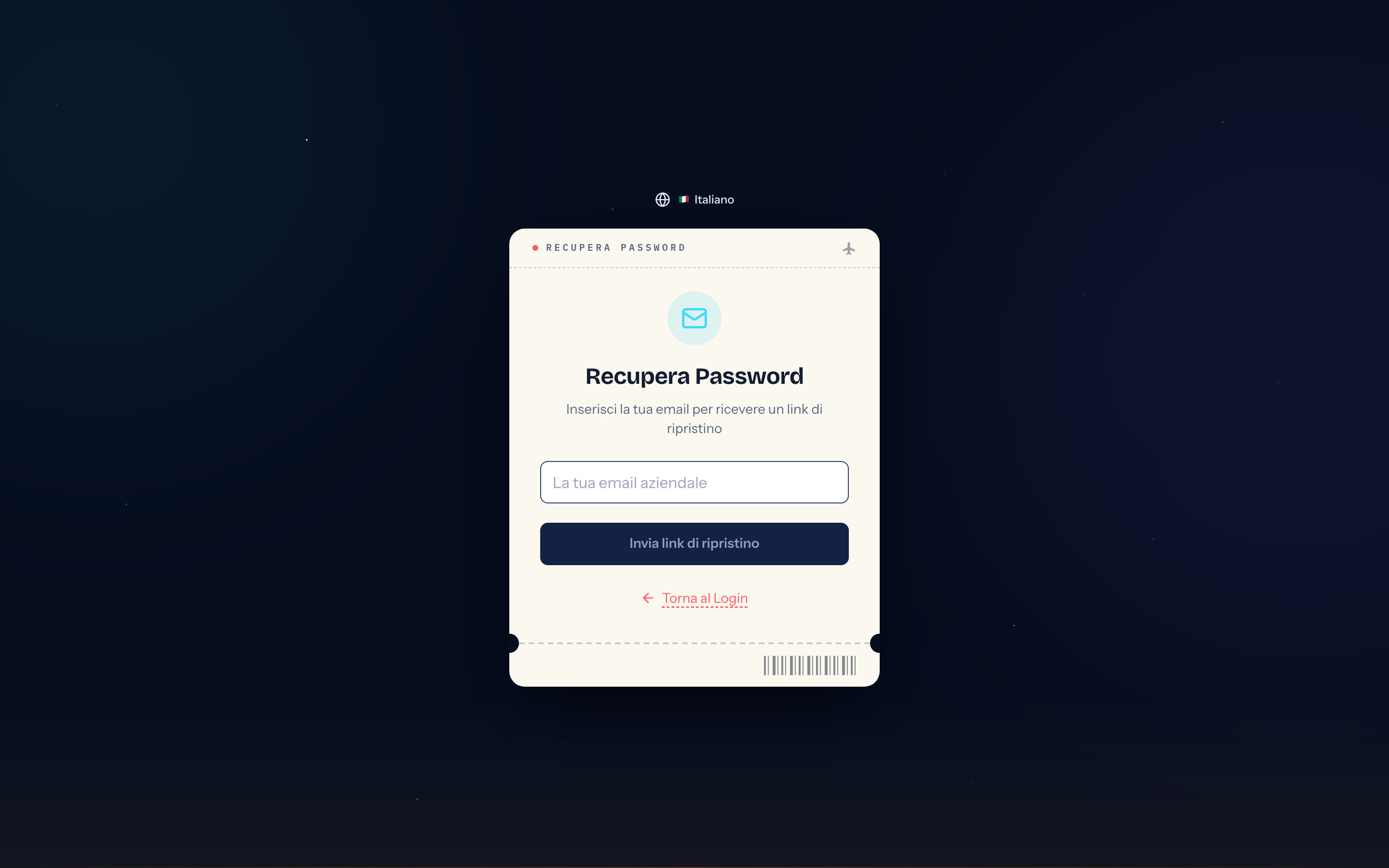 La pagina Recupera Password